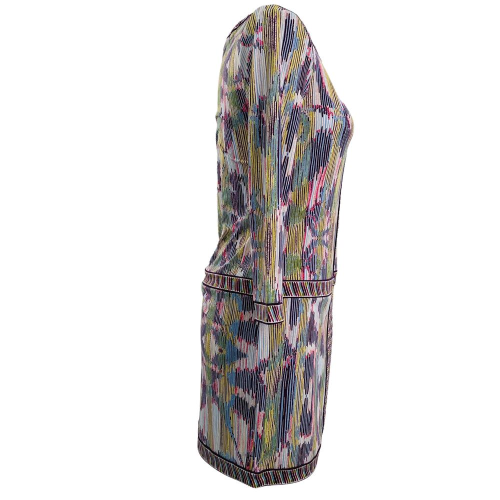 BCBGMAXAZRIA Multicolor Shift Dress Long Sleeve Sleeve Peekaboo Bodice XXS - Picture 4 of 10